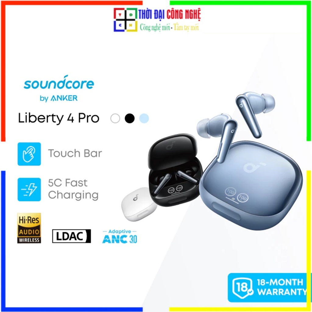 Soundcore Liberty 4 Pro - Anker A3954 Tai Nghe Bluetooth 6 Mic Chống Ồn Anc 3.0 Bảo Hành 18 Tháng