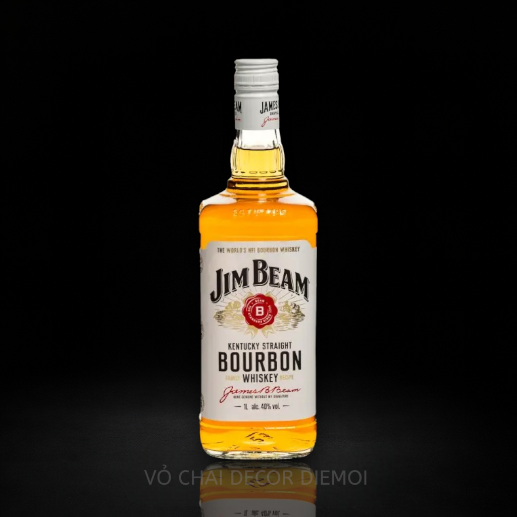[ DIEMOI ] Vỏ Chai Rượu Jim Beam Bourbon 1L Decor Mỹ Cổ Điển Cá Tính