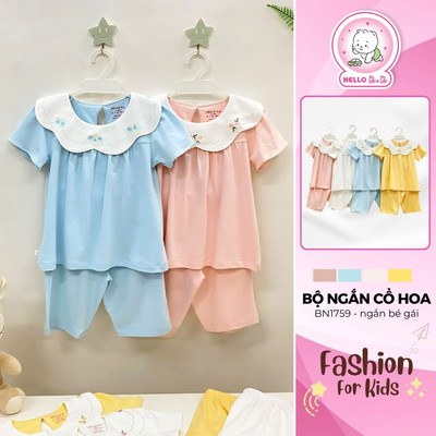 Bộ ngắn bé gái cổ hoa BN1759