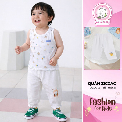 Quần dài trắng in ziczac QL0045 (hình in ngẫu nhiên)