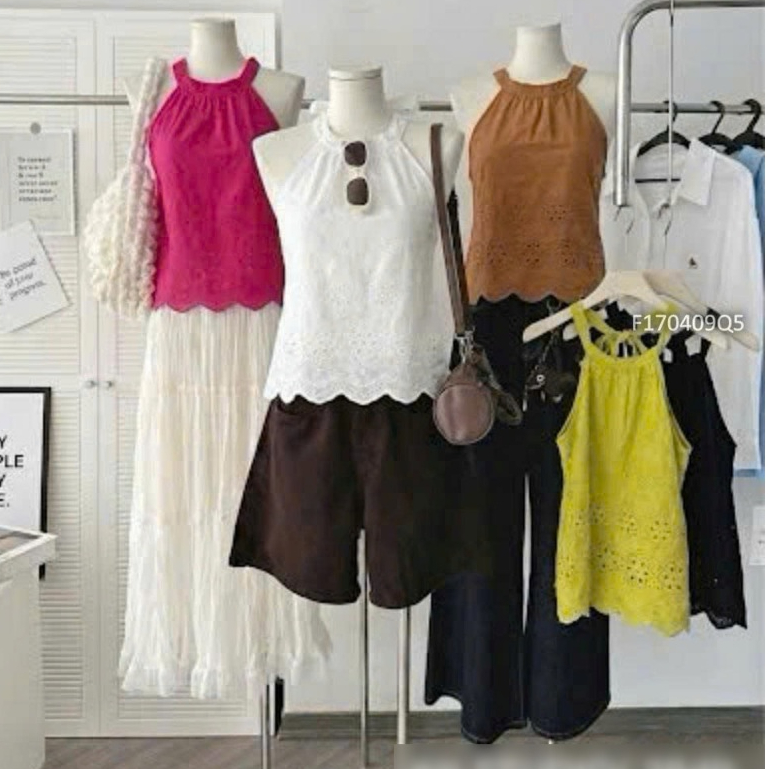 Áo kiểu cổ yếm hoa TOMBI SHOP