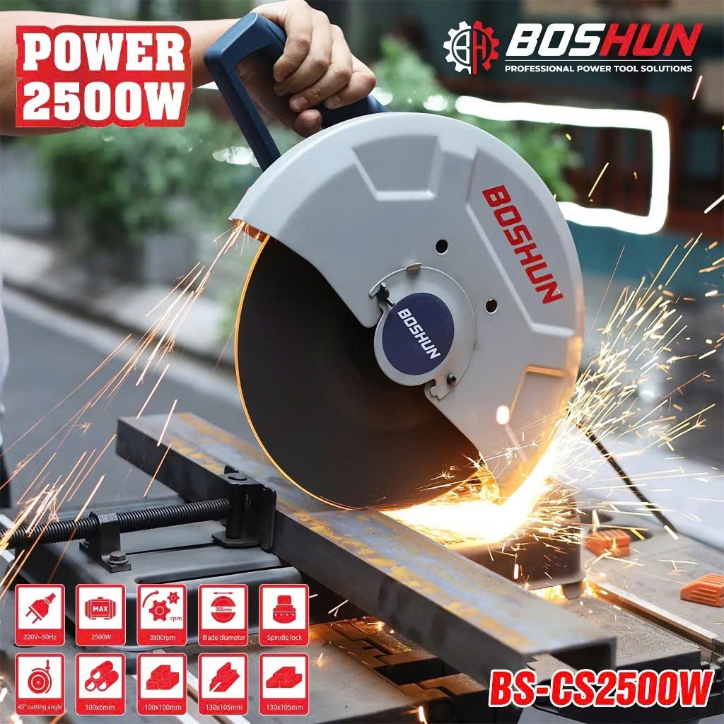 Máy Cắt Bàn, Cắt Sắt Bàn BOSHUN BS-CS2500W, Động Cơ Lõi Đồng 2500w Tặng 1 lưỡi 355mm