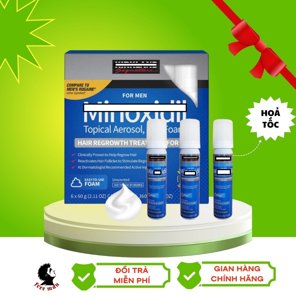 {Date 2027} Mino-xi-dil 5% Bọt Foam - Xịt Mi-noxi-dil dạng Bọt hỗ trợ mọc Râu mọc Tóc hiệu quả 60ml
