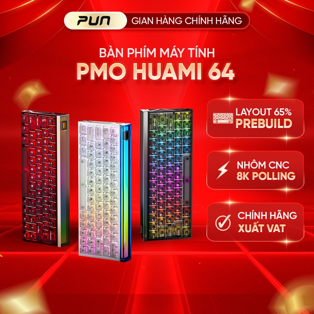 Bàn Phím Cơ HUAMI PMO 64 – Switch Gateron Magnetic, RGB 16 Triệu Màu, IP68, Vỏ Nhôm CNC Anode | BigBuy360 - bigbuy360.vn