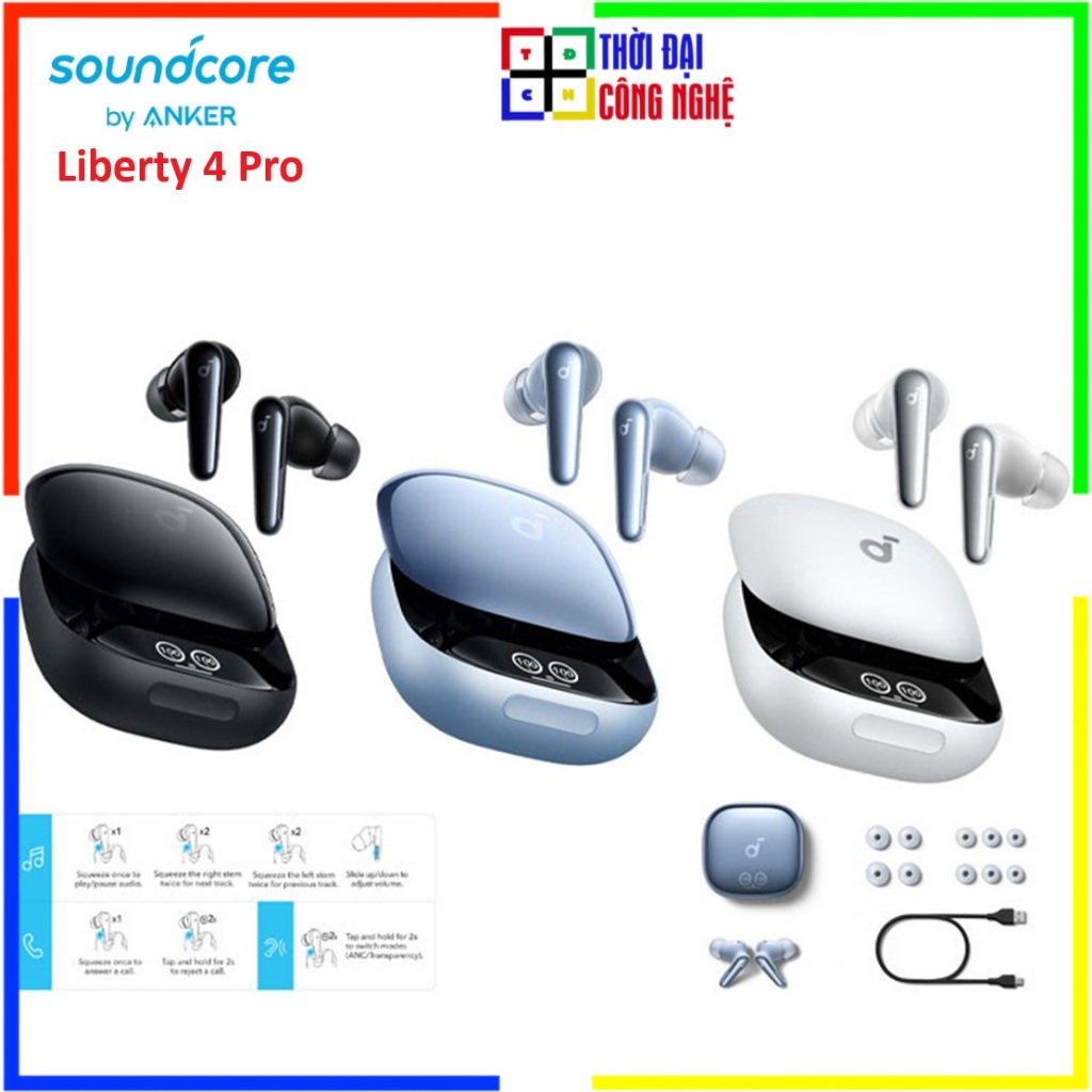 Soundcore Liberty 4 Pro - Anker A3954 Tai Nghe True Wireless 6 mic chống ồn ANC 3.0, chuẩn Hires. Bả