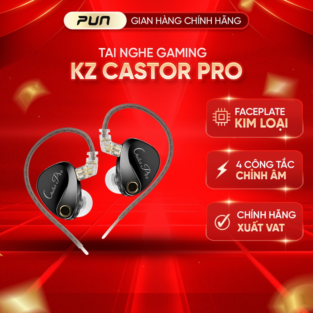 Tai Nghe KZ Castor Pro HiFi Tunable | Dual Dynamic 10mm | 16 Profile Âm Thanh | Có Mic | BigBuy360 - bigbuy360.vn