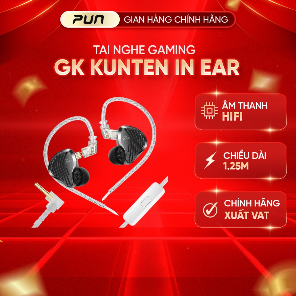 Tai Nghe Gaming GK-KUNTEN In-Ear HiFi Âm Thanh Rộng Định Vị Chuẩn FPS Jack 3.5mm / Type-C | BigBuy360 - bigbuy360.vn
