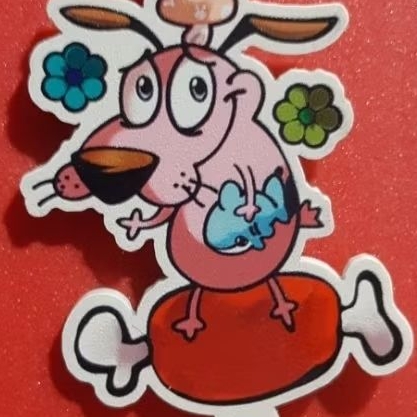 [LIMITED] KEYCHAIN Courage the cowardly dog | Móc khóa chó hồng nhút nhát (sẵn móc & chuông) - 5CM