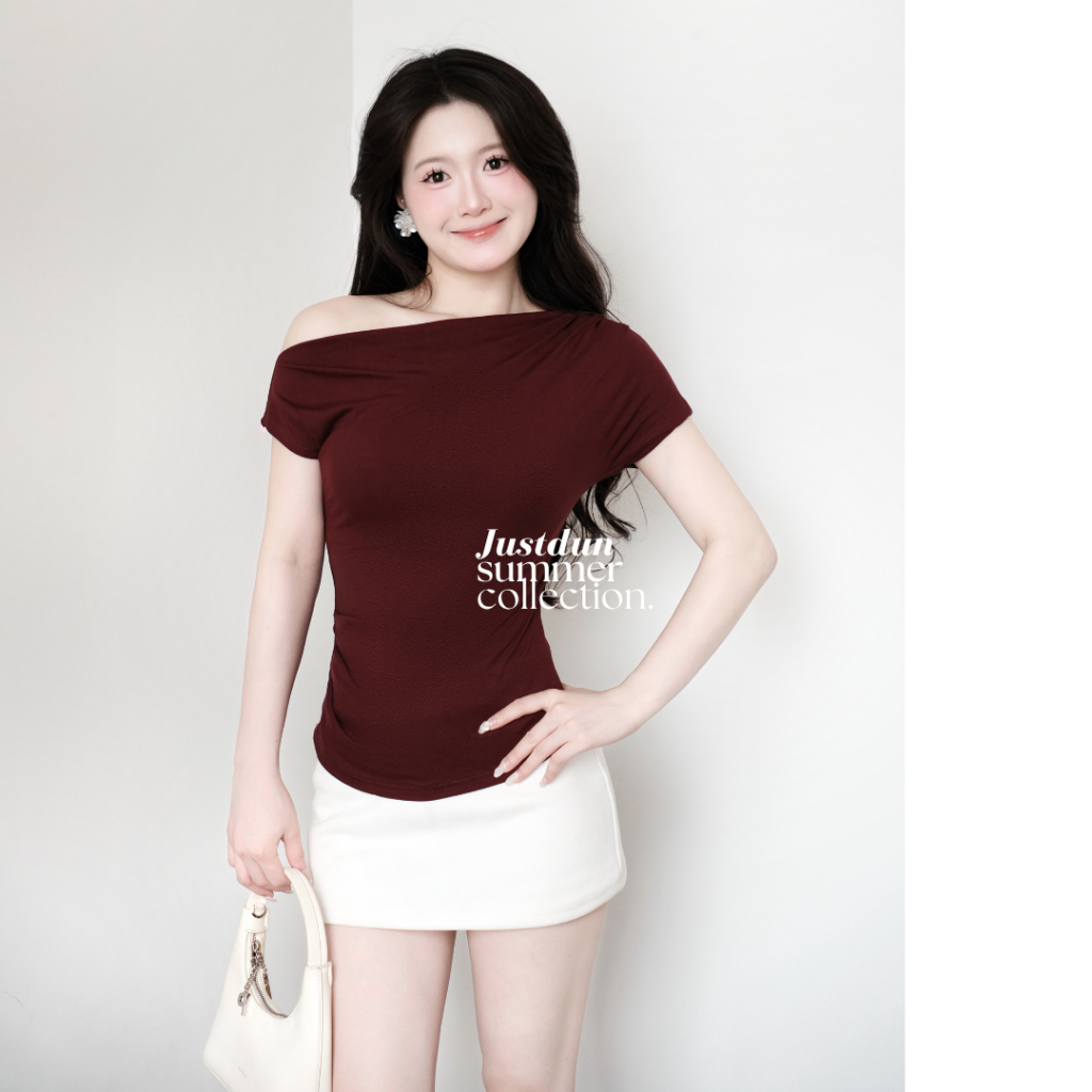 Áo Trễ Vai Nữ Thắt Eo Tôn Dáng Basic JUSTDUN Lệch Vai Tiểu Thư - G40 | BigBuy360 - bigbuy360.vn
