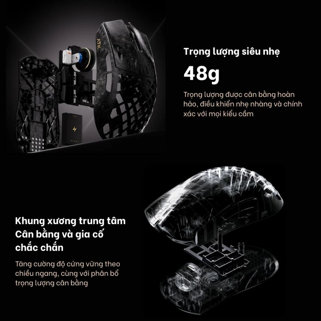 [CHÍNH HÃNG - FULL VAT] CHUỘT GAMING SIÊU NHẸ ATK GHOST (ULTIMATE / EXTREME) - VẬT LIỆU CARBON FIBER SIÊU BỀN | BigBuy360 - bigbuy360.vn