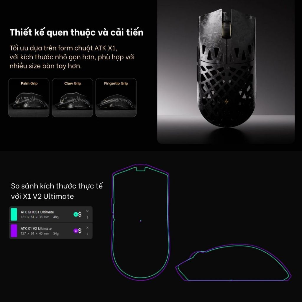 [CHÍNH HÃNG - FULL VAT] CHUỘT GAMING SIÊU NHẸ ATK GHOST (ULTIMATE / EXTREME) - VẬT LIỆU CARBON FIBER SIÊU BỀN | BigBuy360 - bigbuy360.vn