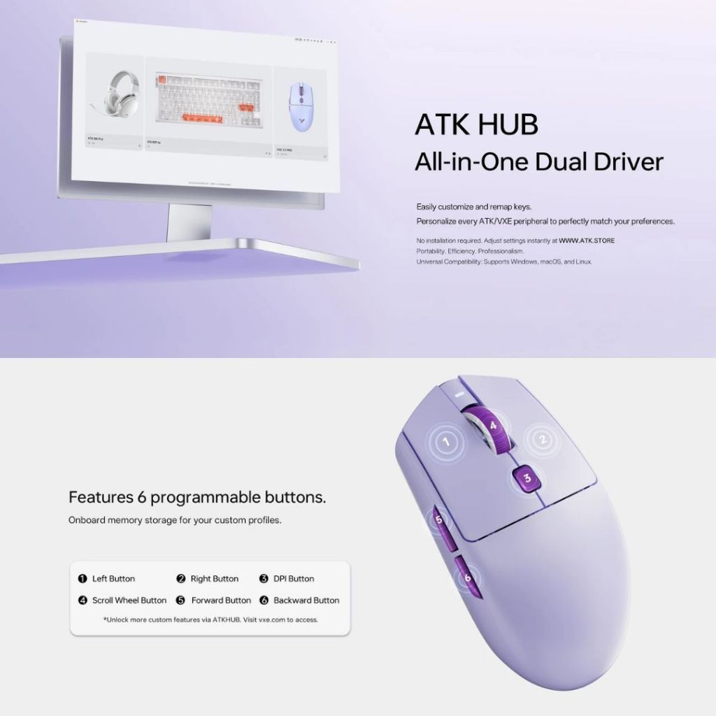 [CHÍNH HÃNG - FULL VAT ] Chuột Không Dây ATK VXE V3 3 Mode Dành Cho Chơi Game Và Văn Phòng - Bảo Hành 1 Năm | BigBuy360 - bigbuy360.vn