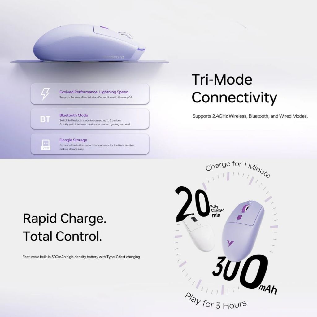 [CHÍNH HÃNG - FULL VAT ] Chuột Không Dây ATK VXE V3 3 Mode Dành Cho Chơi Game Và Văn Phòng - Bảo Hành 1 Năm | BigBuy360 - bigbuy360.vn