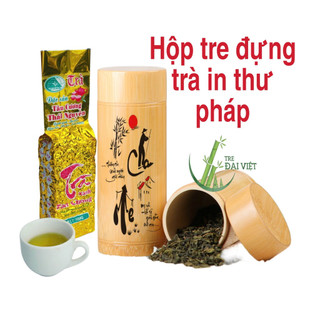 Hộp Tre Đựng Trà & Cfe Đồ Khô .In Thư Pháp