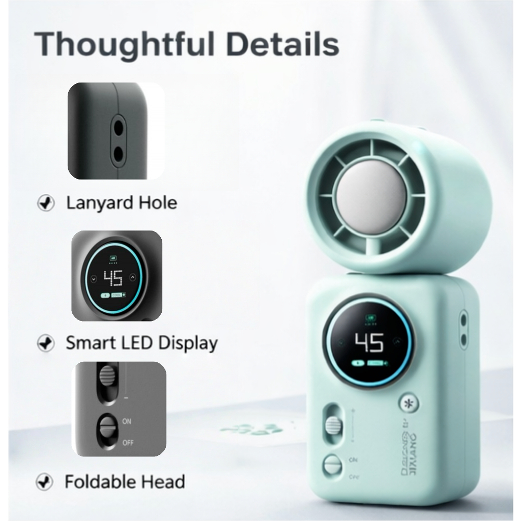 TiankePlus Quạt Cầm Tay Có Sò Lạnh 4 trong 1TF30Pro - Gió Turbo Mạnh, Gấp Gọn, Quạt Mini Sò Lạnh quạt tích điện pin trâu | BigBuy360 - bigbuy360.vn