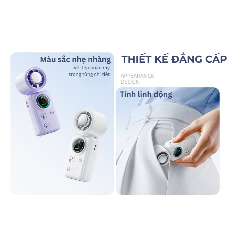 TiankePlus Quạt Cầm Tay Có Sò Lạnh 4 trong 1TF30Pro - Gió Turbo Mạnh, Gấp Gọn, Quạt Mini Sò Lạnh quạt tích điện pin trâu | BigBuy360 - bigbuy360.vn