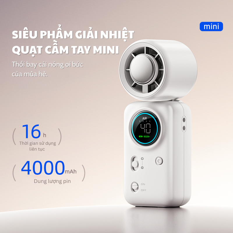 TiankePlus Quạt Cầm Tay Có Sò Lạnh 4 trong 1TF30Pro - Gió Turbo Mạnh, Gấp Gọn, Quạt Mini Sò Lạnh quạt tích điện pin trâu | BigBuy360 - bigbuy360.vn