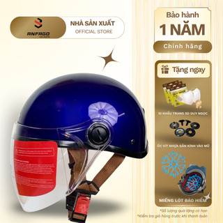 Mũ bảo hiểm 1/2 Anfago có kính dài - Phù hợp cho mọi lứa tuổi, chống lóa, chắn gió cao cấp