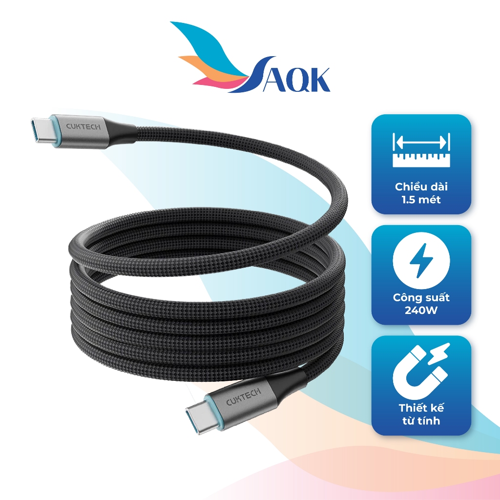 Cáp USB Type-C to Type-C Cuktech Braded Magnetic 240W PD3.1 CMC610/CMC615 - Hàng chính hãng