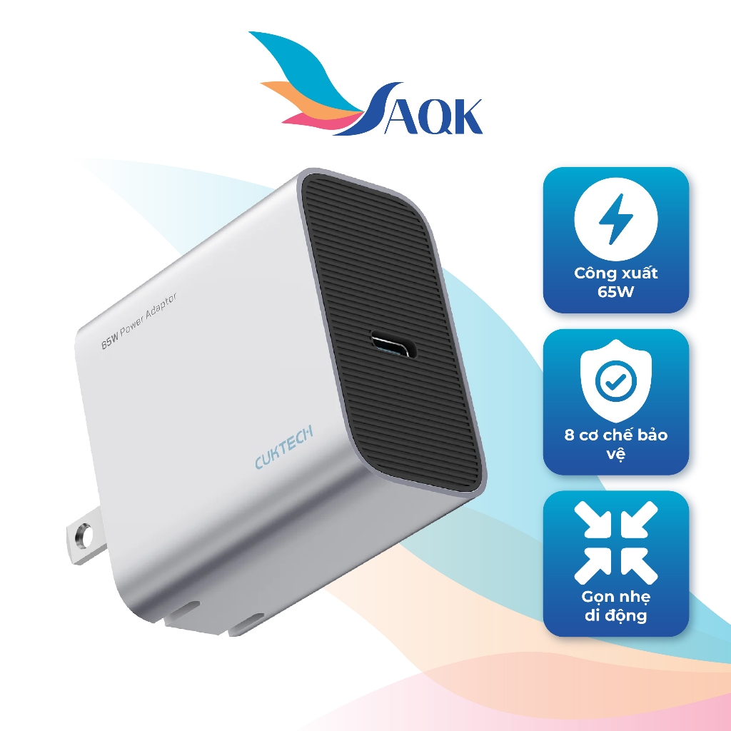 Cốc sạc Cuktech GaN 1Type-C 65W PD3.0 AD651N - Hàng chính hãng
