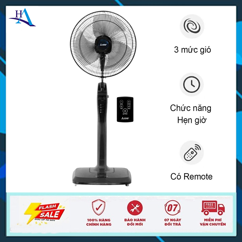 Quạt Đứng Mitsubishi LV16-RB CY-GY - Xám Đậm - Thái Lan (Free Ship Nội Thành TP.HCM-Ngoài Tỉnh Liên 