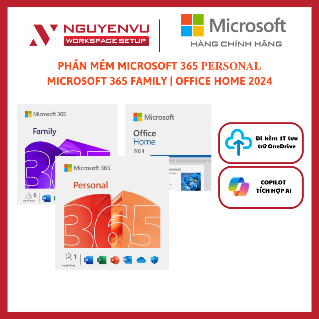 Phần mềm Microsoft 365 𝐏𝐄𝐑𝐒𝐎𝐍𝐀𝐋 | Microsoft 365 Family | Office Home 2024 - Key phần mềm - Hàng Chín