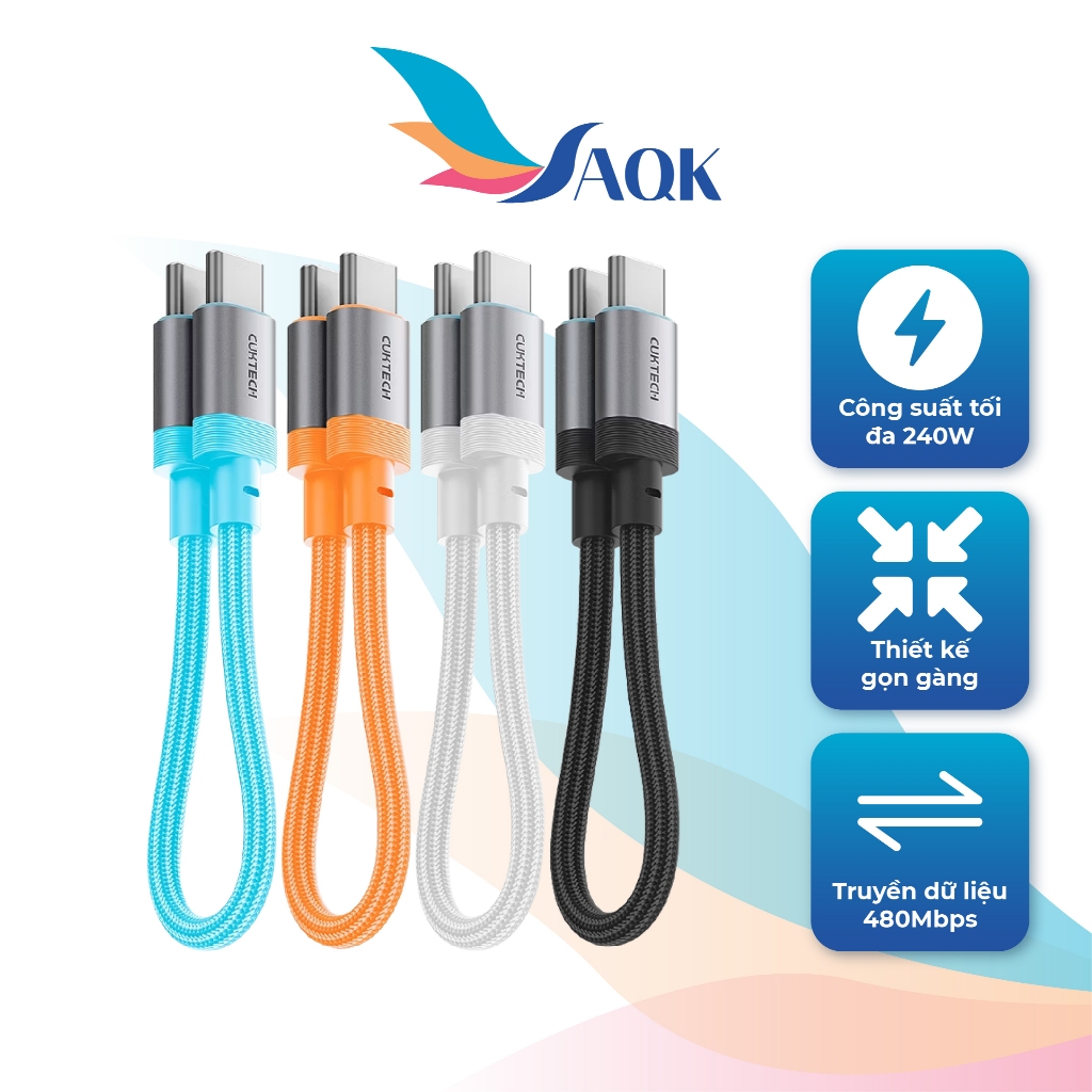 Cáp USB Type-C to Type-C Cuktech 6A 15cm 240W CTC615S - Hàng chính hãng