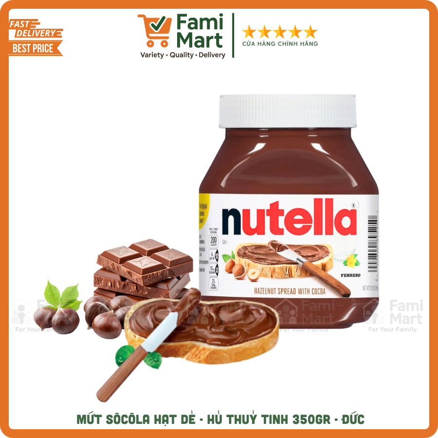 [HSD: T8/2026] Mứt hạt dẻ ca cao NUTELLA 350g_Chocolate Nhập khẩu Đức, chính hãng_hủ thủy tinh
