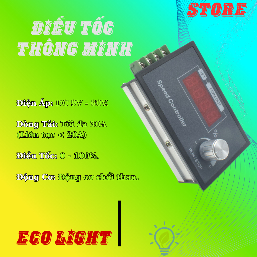 Bộ Điều Tốc Động Cơ DC 9V-60V Công Tắc Vô Cấp Thông Minh Dành Cho Chế Quạt, Motor, Bơm Nước