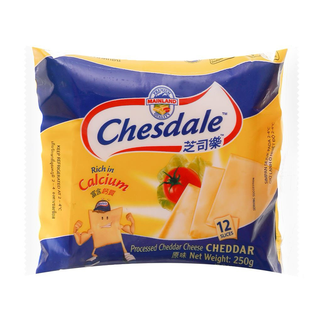 Phô mai lát vị sữa Chesdale Cheddar gói 250g (12 lát)