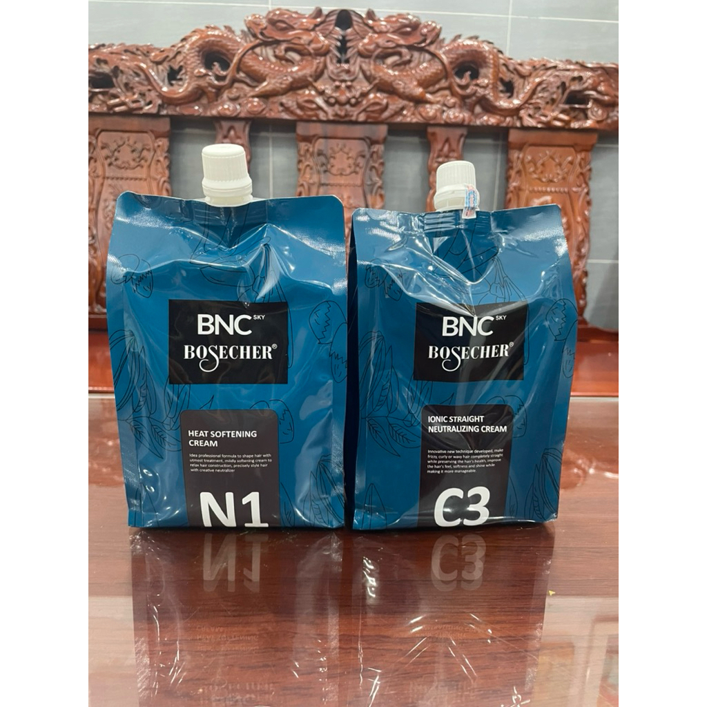 Bộ Kem Duỗi Tóc Chuyên Nghiệp Bosecher BNC Sky N1 & C3 - Hỗ Trợ Tóc Thẳng Mượt, Bóng Khỏe (Túi 500ml
