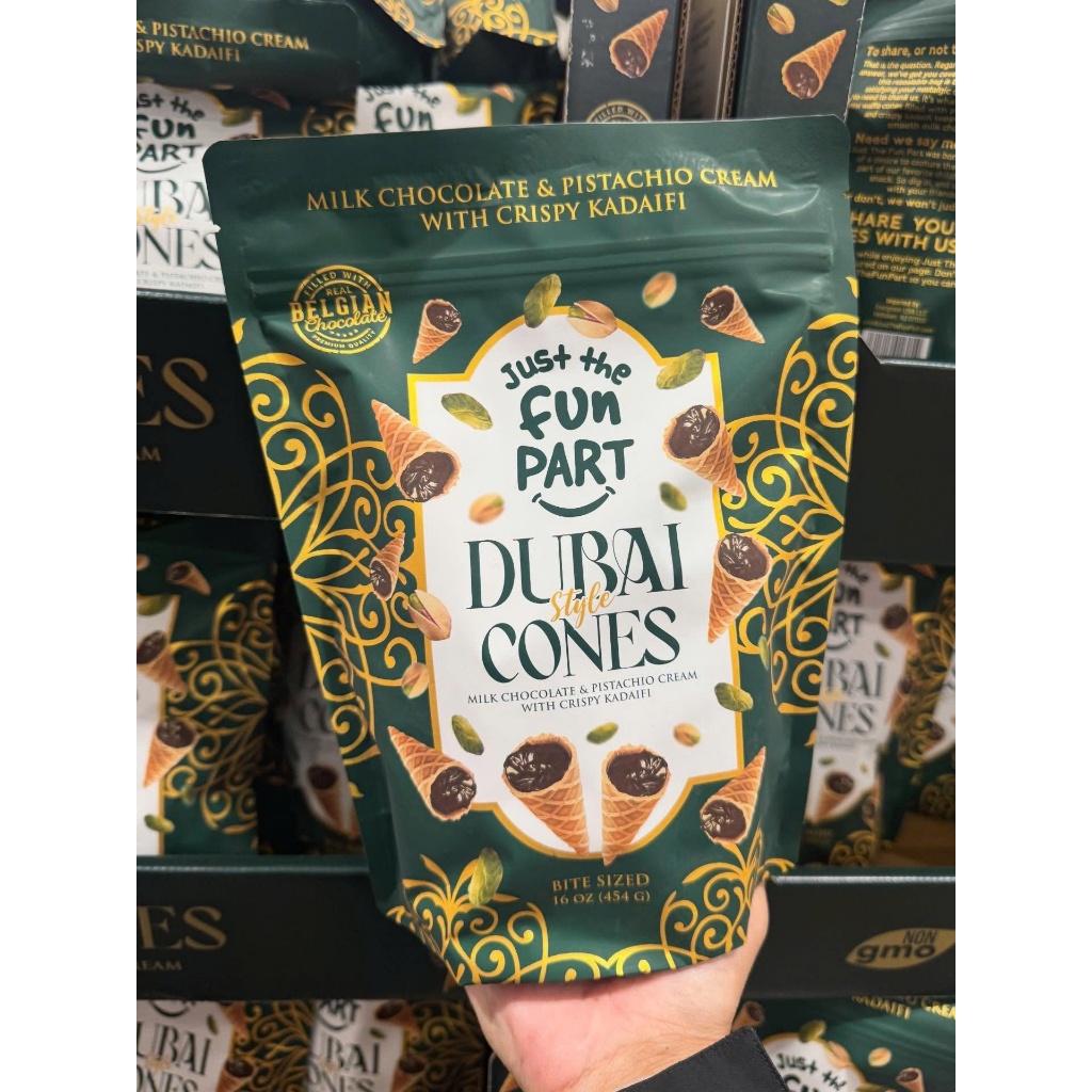 🍦🍫 BÁNH ỐC QUẾ THƠM GIÒN NHÂN SOCOLA, HẠT DẺ CƯỜI & SỢI KATAIFY MỸ JUST THE FUN PART DUBAI STYLE CHO