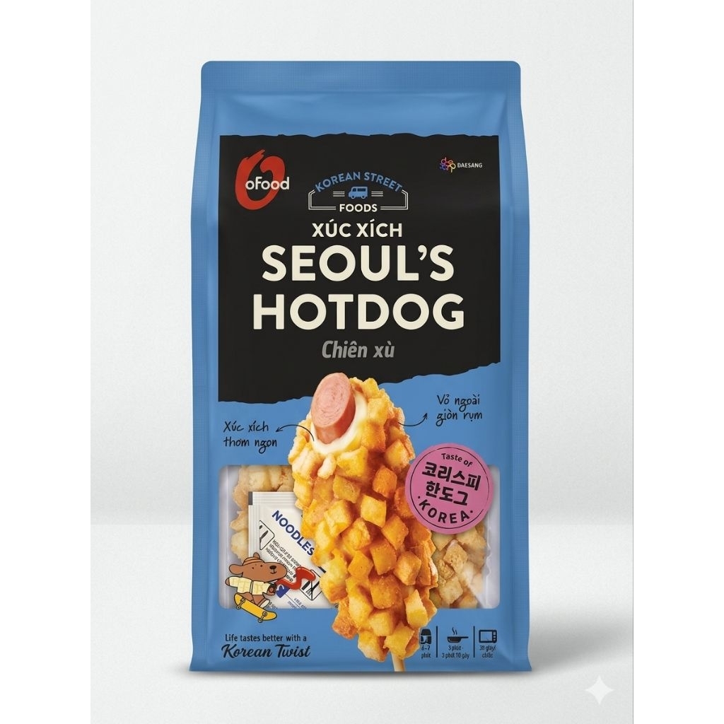 Xúc Xích Seoul's Hotdog O'food - Chuẩn Vị Đường Phố Hàn Quốc (Gói 200g)