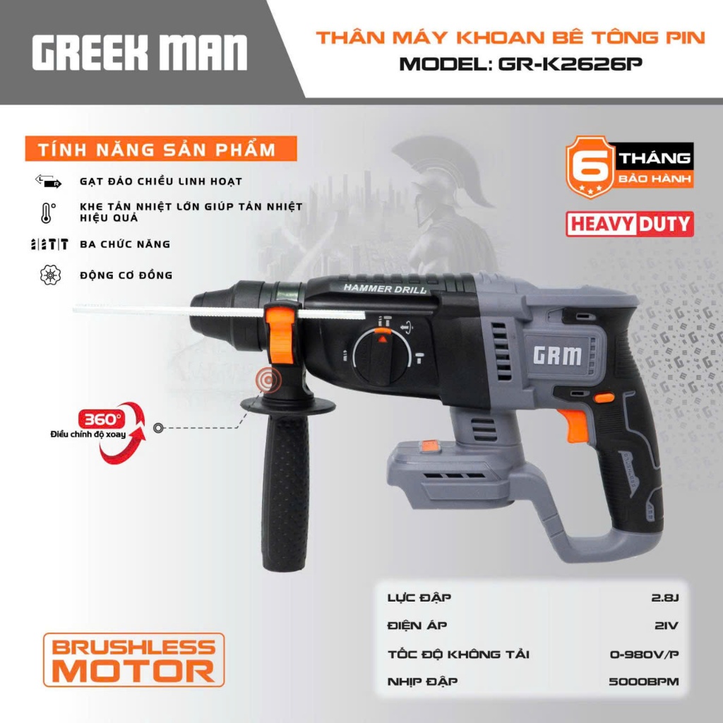 Thân Máy Khoan Bê Tông GREEKMAN GR-K2626P