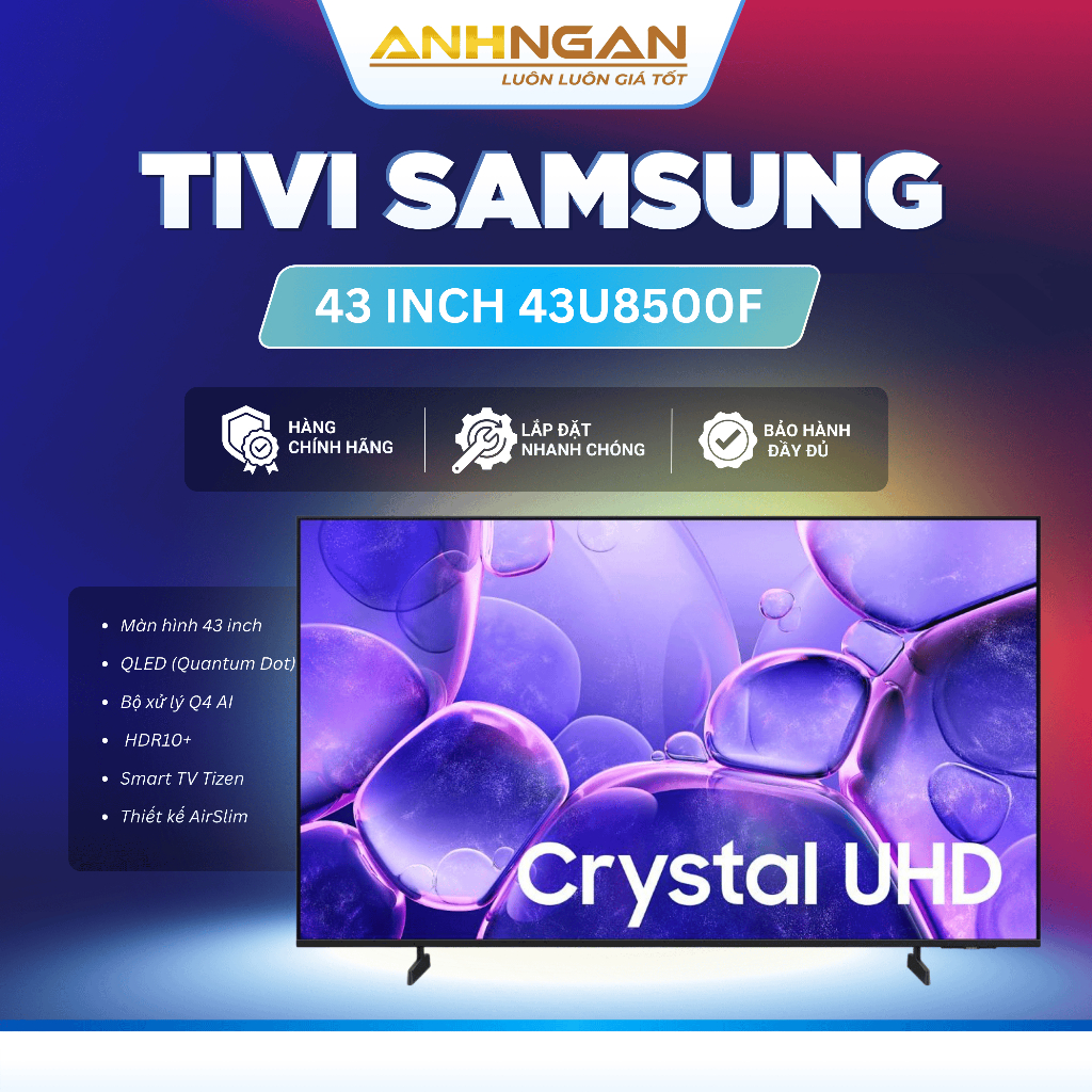 Smart Tivi Samsung 4K 43 Inch 43U8500F 2025 Crystal UHD HDR10+ Tizen OS