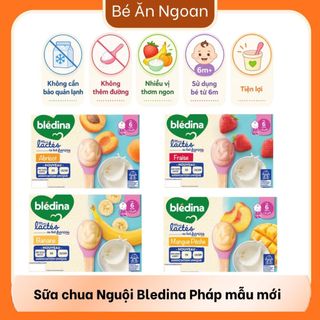 Sữa chua bledina vị dâu, xoài đào, tự nhiên, chuối vỉ 6 hộp * 60gr.