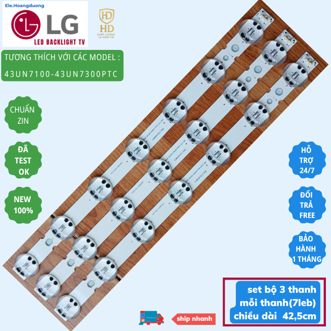 Led TV LG 43UN7100 43UN7300PTC - Thanh LED LG 43 inch 3 thanh 7 led Zin