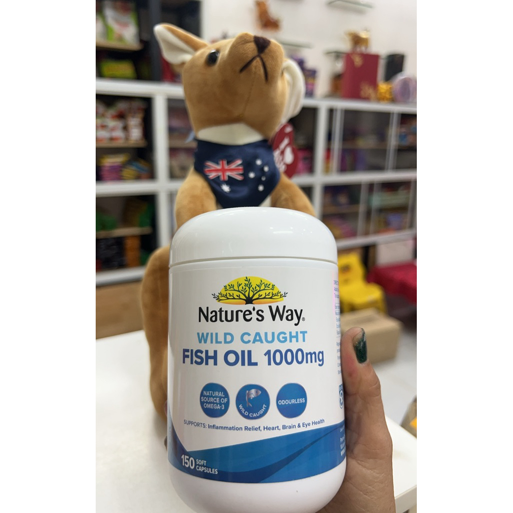 (HÀNG ÚC) Dầu cá thiên nhiên ko mùi hỗ trợ tim mạch giảm viêm Nature's Way WILD CAUGHT FISH OIL 1000