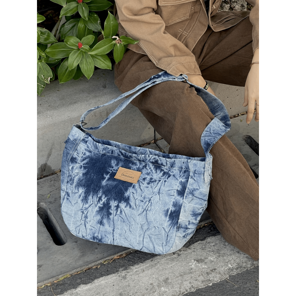 Túi Đeo Chéo Denim Loang Cá Tính DOMINATI - Dominati Riot Blue Unisex Messenger Bag