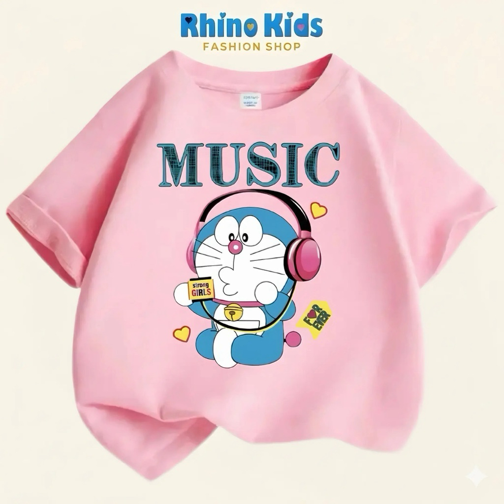 AD110-Áo thun bé trai,bé gái RHINO KIDS thời trang hiện đại mềm mại thoáng khí, In Doremon dễ thương
