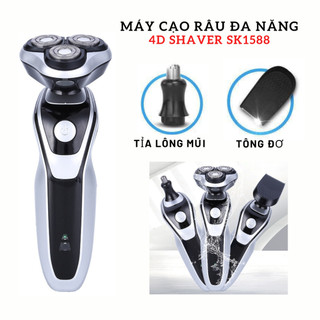 Máy cạo râu đa năng 4D Shaver SK1588 lưỡi tự mài sắc, chống nước, tích hợp pin sạc