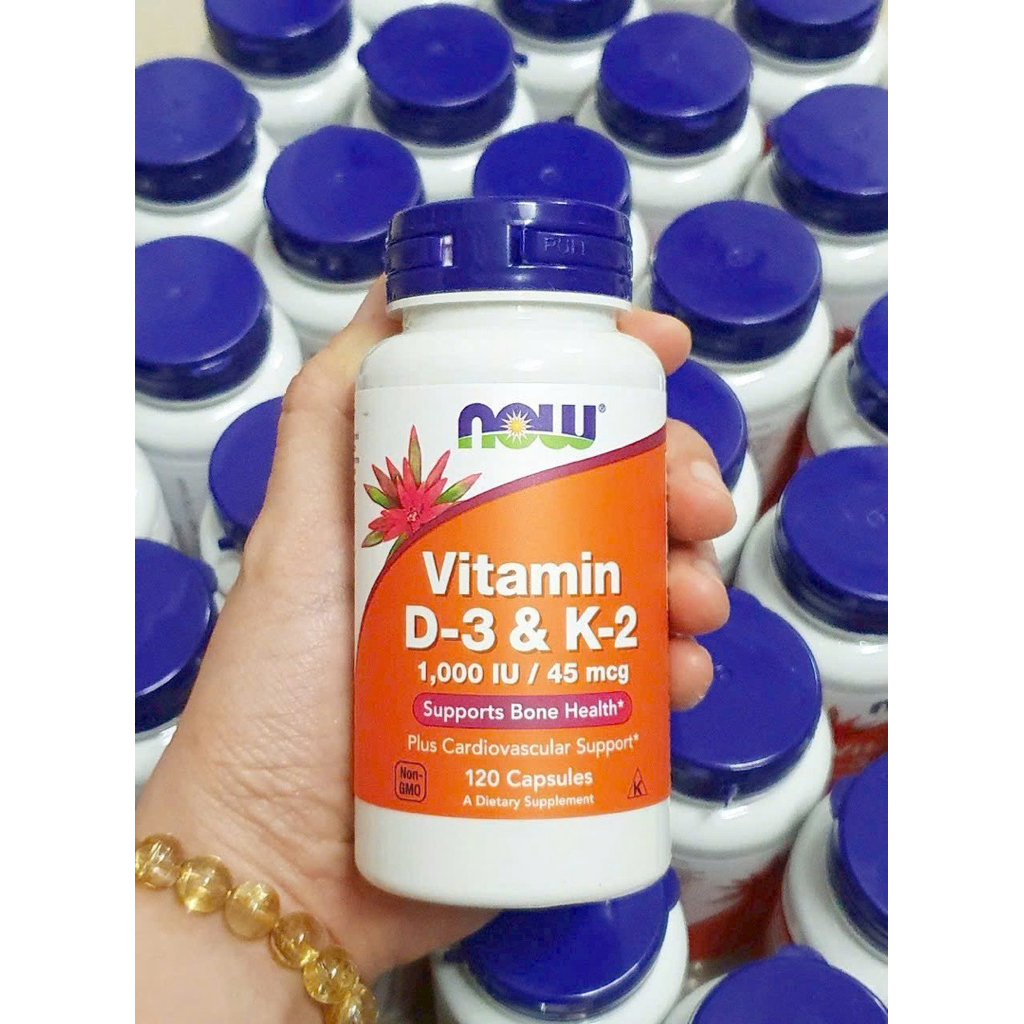 🧡🌼[10/2028] Viên Uống Vitamin D3 & K2 Now của Mỹ với 1000IU D3 và 45mcg K2 hộp 120 viên -- Hỗ trợ xư