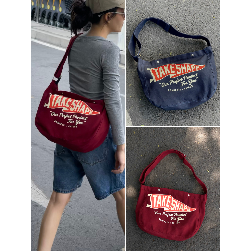 Túi Đeo Chéo Canvas "Take Shape" DOMINATI - Dominati "Take Shape" Red/ Blue Unisex Messenger - Vinta