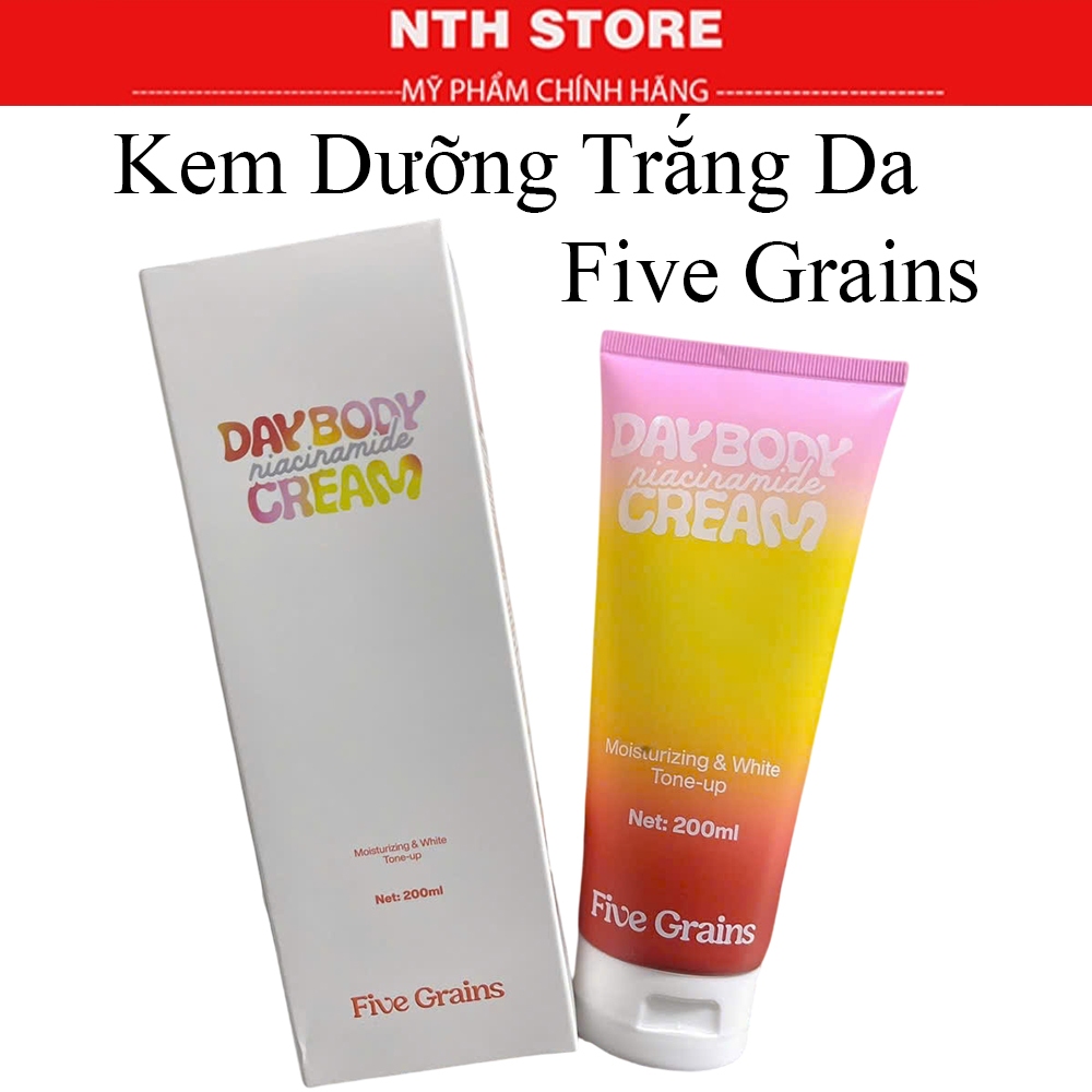 Kem Dưỡng Trắng Da Five Grains , Kem Body Nâng Tone Ban Ngày Chính Hãng 200ml