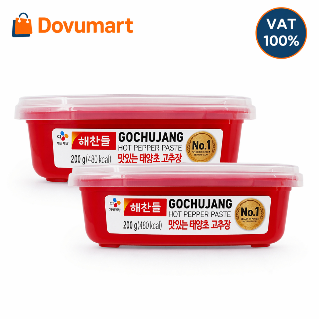 Combo 2 Hộp Tương Ớt Gochujang CJ Hàn Quốc Hộp 200G / CJ) 맛있는태양초고추장 200G