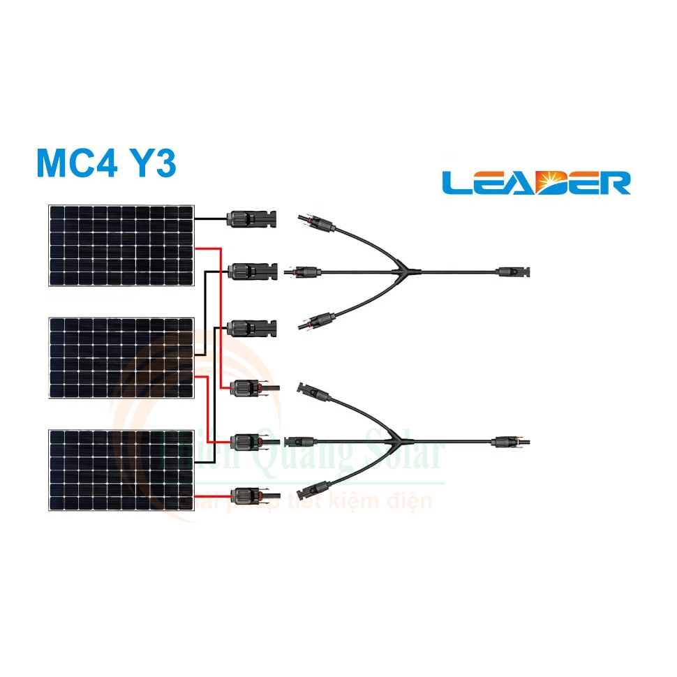 Đầu nối MC4 chữ Y vào 3 ra 1, điện áp: 1500V DC, mã sản phẩm: SY-BY31-AB,hiệu:Leader.
