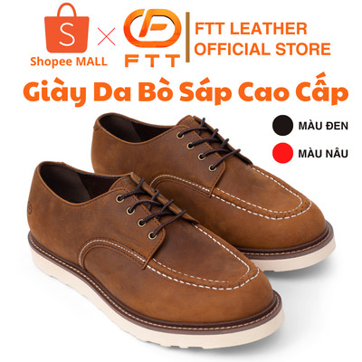 Giày da bò sáp nam cao cấp FTT Leather dáng Derby đế cao su siêu êm chân chống trơn trượt FC301B4