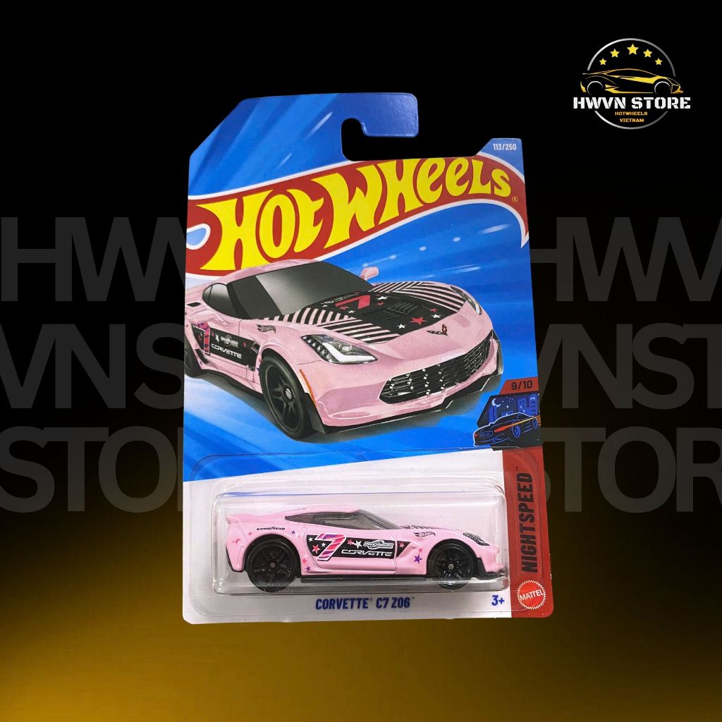 Xe mô hình Hotwheels Corvette C7 Z06 màu hồng