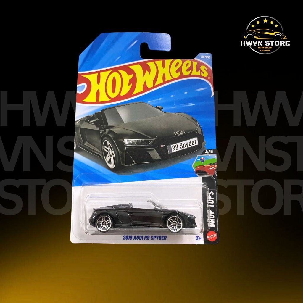 Xe mô hình Hotwheels 2019 Audi R8 Spyder màu đen