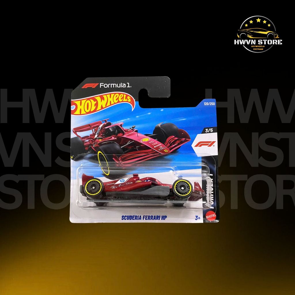 Xe mô hình Hotwheels Card Ngắn F1 Scuderia Ferrari HP màu đỏ